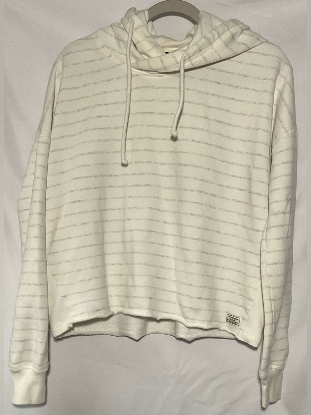 Abercrombie & Fitch Cream Hooded Stripe Sweatshirt